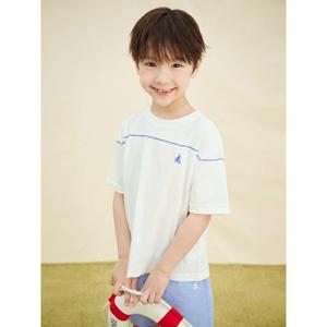 [TAG 79000원][빈폴키즈] 냉감 우븐소재 배색 반팔 티셔츠 세트 화이트 (BI5442U101)