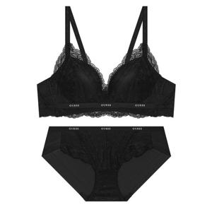 볼륨 메이커 레이스 노와이어 브라팬티세트 - 블랙