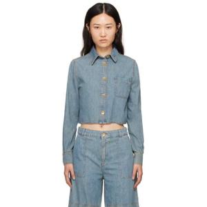 모스키노 청자켓 블루 꾸뛰르 셔츠 241720F060000