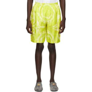 베르사체 반바지 옐로우 바로코 쇼츠 241404M193001