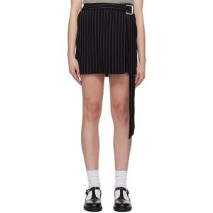 AMI Paris 미니스커트 블랙 스트라이프 미니 스커트 241482F090010