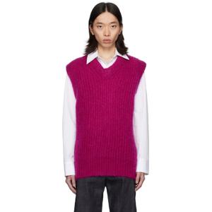질샌더 브이넥 핑크 브이넥 베스트 242249M206002
