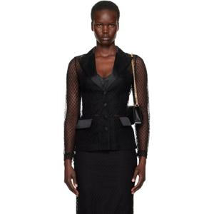 돌체앤가바나 재킷 블랙 돌체 턱시도 싱글 브레스트 메시 재킷 242003F063003