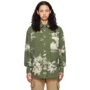 엠에스지엠 셔츠 그린 코튼 데님 셔츠 241443F109001