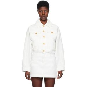 발망 청자켓 화이트 크롭 데님 재킷 241251F060001