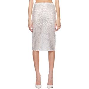 카사블랑카 스커트 화이트 시퀸 미디 스커트 242195F092002