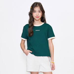 [오션스카이] 여아 심플 로고 링거 반팔 티셔츠-EBJG5891D0C