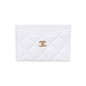 W 샤넬 클래식 캐비어 카드홀더 화이트 금장 AP0213 Y33352 10601