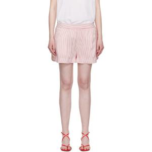 Stella McCartney 반바지 화이트   레드 스트라이프 엘라스틱 쇼츠 252471F088000
