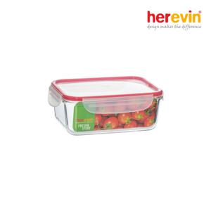 [헤르빈][헤르빈] 후레쉬 직사각 유리 밀폐용기 1.6L (레드)