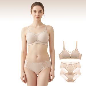 JBRA025S_2P 노와이어 인견 C D컵 몰드 1브라 2팬티