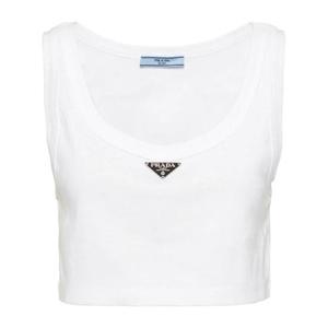 26 SS 프라다 트라이앵글 로고 크롭 탑 39546CS23110Z0 TP432410938