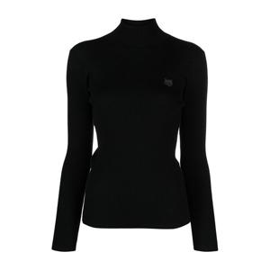 메종키츠네 폭스헤드 패치 터틀넥 니트 블랙 LW00806KT1091 P199