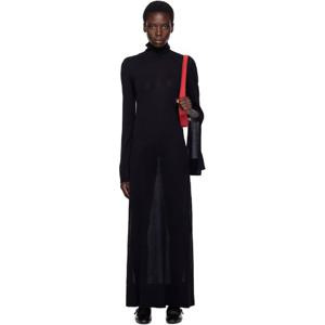 토템 원피스 블랙 니트 맥시 드레스 252771F055004