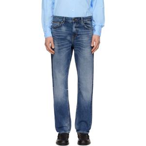 보스 청바지 네이비 메인 레귤러 핏 셀비지 데님 진 252085M186004