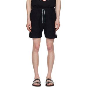 카사블랑카 반바지 블랙 모노그램 타월링 자카드 쇼츠 252195M193017