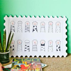 아트박스/꾸밈 ns146-행잉액자_귀여운고양이젤리(우표가로대형)