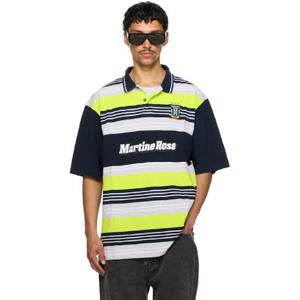 마틴로즈 폴로셔츠 SSENSE 익스클루시브 네이비   그린 오버사이즈 패널 폴로 셔츠 252892M212001