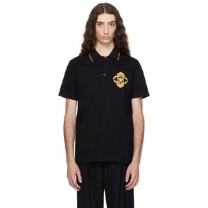 베르사체 폴로셔츠 블랙 자수 바로크 폴로 셔츠 252404M212009