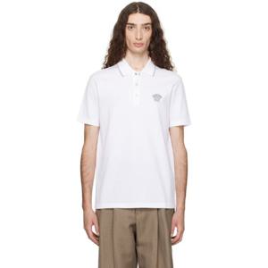 베르사체 폴로셔츠 화이트 자수 폴로 셔츠 252404M212003