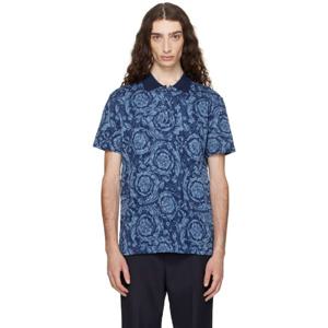 베르사체 폴로셔츠 블루 바로코 폴로 셔츠 252404M212001