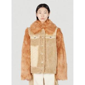 26 SS UGG x Feng Chen Wang 여성  모피 슬리브 재킷 ufc0251002bei