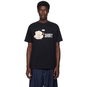 모스키노 티셔츠 블랙 프린트 오가닉 코튼 티셔츠 252720M213001