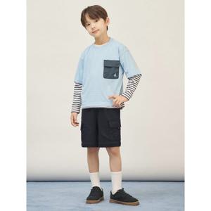 [TAG 79000원][빈폴키즈] 스트라이프 레이어드 반팔 & 긴팔 2PCS 상상세트  스카이 블루 (BI5741U02Q)