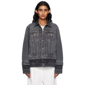 스텔라 매카트니 청자켓 블랙 패널 데님 재킷 252471F060000