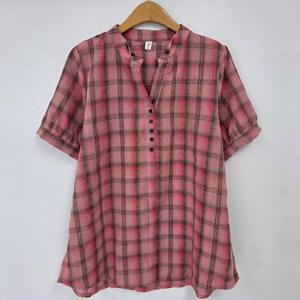 빅사이즈 507 라빙A라인배색체크셔츠 DOLU503