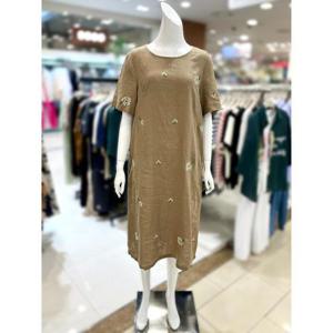 소고 세이브존01 자수 꽃 린넨 롱 원피스 AK2PA14_BE