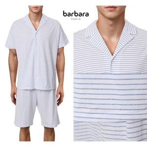 [바바라(언더웨어)]면 스트라이프 3부 남성 반팔잠옷AMP4597S