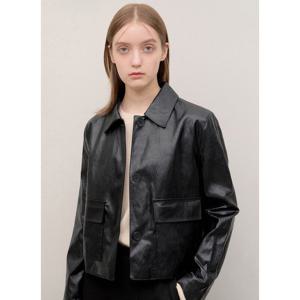 [시스티나]카라 크롭 레더 자켓 -AWWJKO31040