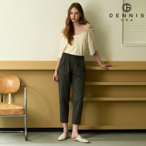 [데니스골프] 여성 세미 배기핏 셔링 8부 밴딩팬츠 카키_RAQMLPT361