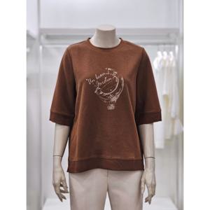 [프렐린]RTP253S31 쉬폰 배색 프린트 티셔츠