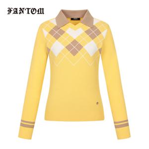 [팬텀] 여성 아가일 패턴 카라 니트 221E3SR162_YL