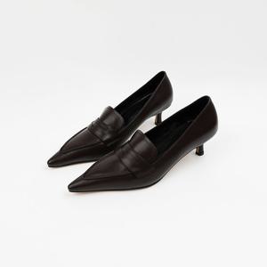 [신난다슈] 여성 구두 펌프스 힐 5cm 여자 스틸레토 로퍼힐 발편한 미들굽 LO253633 브라운