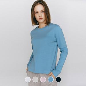 [지오다노]여자 이중직 라운드넥 무지 기본 면 긴팔 티셔츠 5컬러 325501