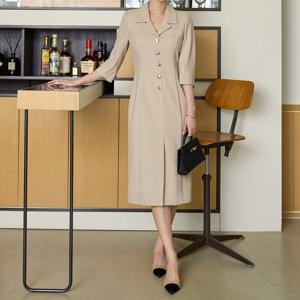 [한정수량] [모리스커밍홈] [55-77]클래시컬 7부트임 롱 원피스_M2508OP085C