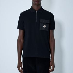 26 SS 몽클레어 로고 패치 나일론 포켓 저지 하프집업 폴로 셔츠 블랙 8A00017 89A16 999