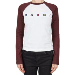 마르니 25FW 여성 스팽글 로고 긴팔티 버건디 성인사이즈 M01597 M00HZ 0M434 12-14Y