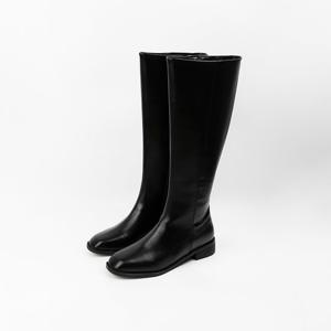 [신난다슈] 여성 롱부츠 3cm 여자 플랫 부츠 발편한 통굽 사각코 빅사이즈 EF25838 블랙