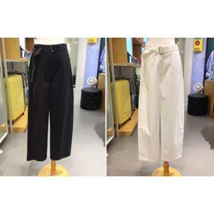 베네통 (BADP91541)2COL 벨티드 배기 와이드 데님팬츠