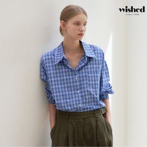 [위시드]체크 패턴 카라넥 긴팔셔츠(WICCBL010)