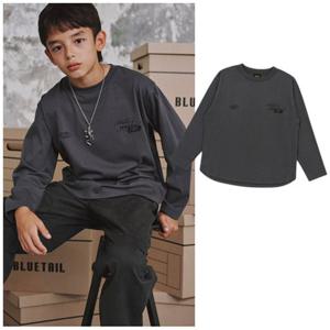 블루테일2 AZG7TS05CG 주니어 공용 절개 차콜그레이 긴팔 티셔츠 초등