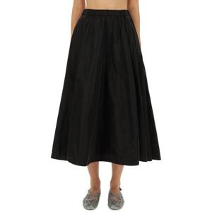 아스페시 블랙 플레어 엘라스틱 미디 스커트 5N23 P0081241