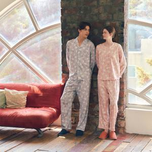 비너스 가벼운 피팅감 파스텔 톤 곰 나염 남성 홈웨어  파자마 세트 VPA4571M