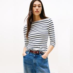 [타미힐피거(여성)]슬림 보트넥 티셔츠 T22F7TTO050WT1