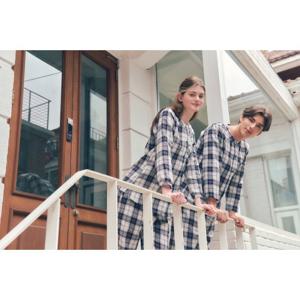 (비너스) 캐주얼 체크 면기모 커플 상의 홈웨어-VEV3963WM