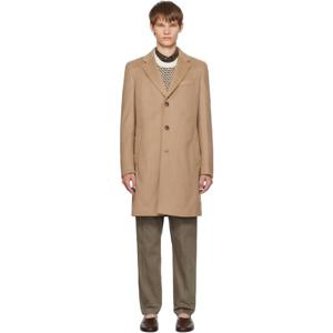 보스 코트 베이지 레귤러 핏 울   캐시미어 코트 252085M176004